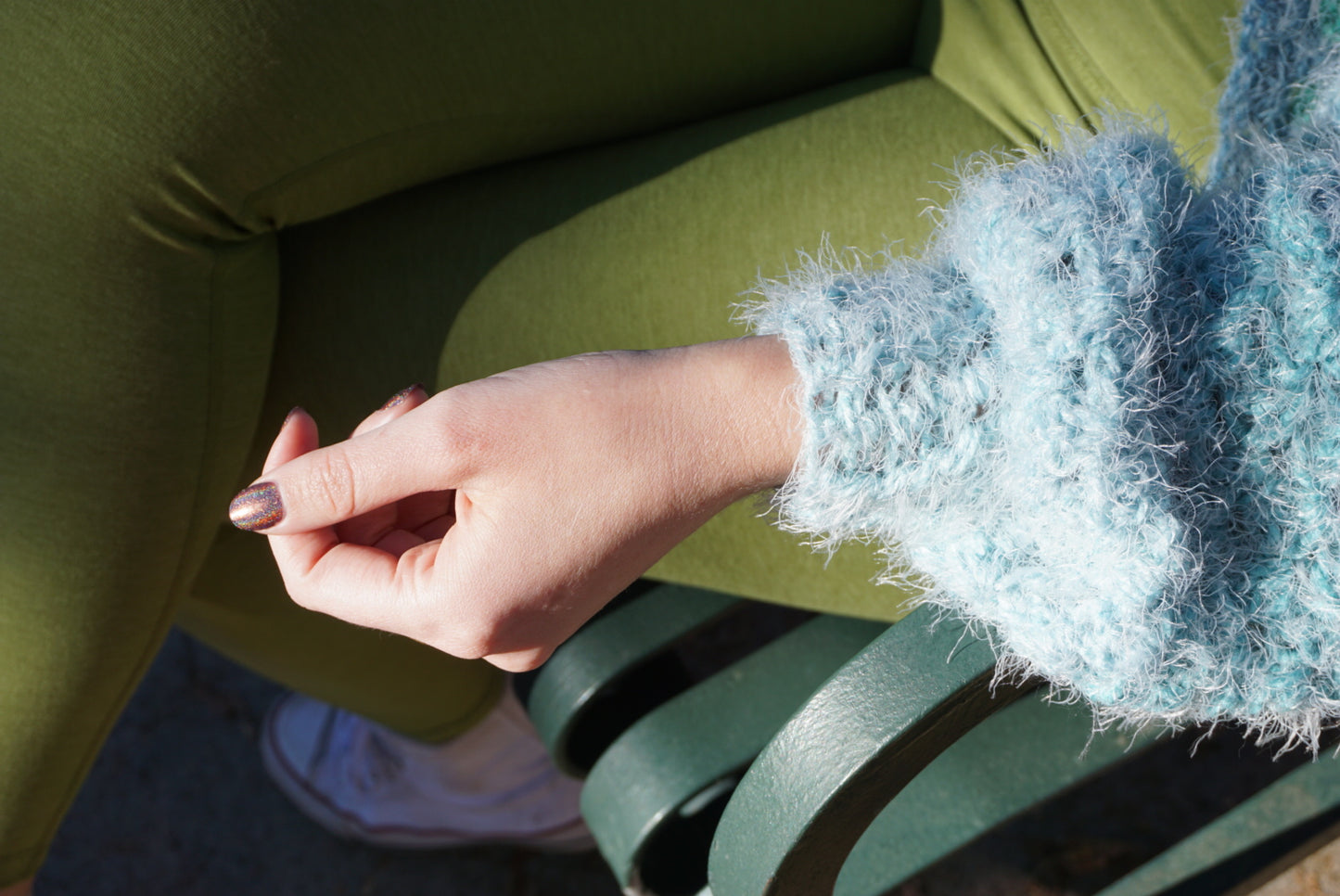 Hand Crocheted Soft Fuzzy Blue Green Jewel-tone Hexagon Cardigan