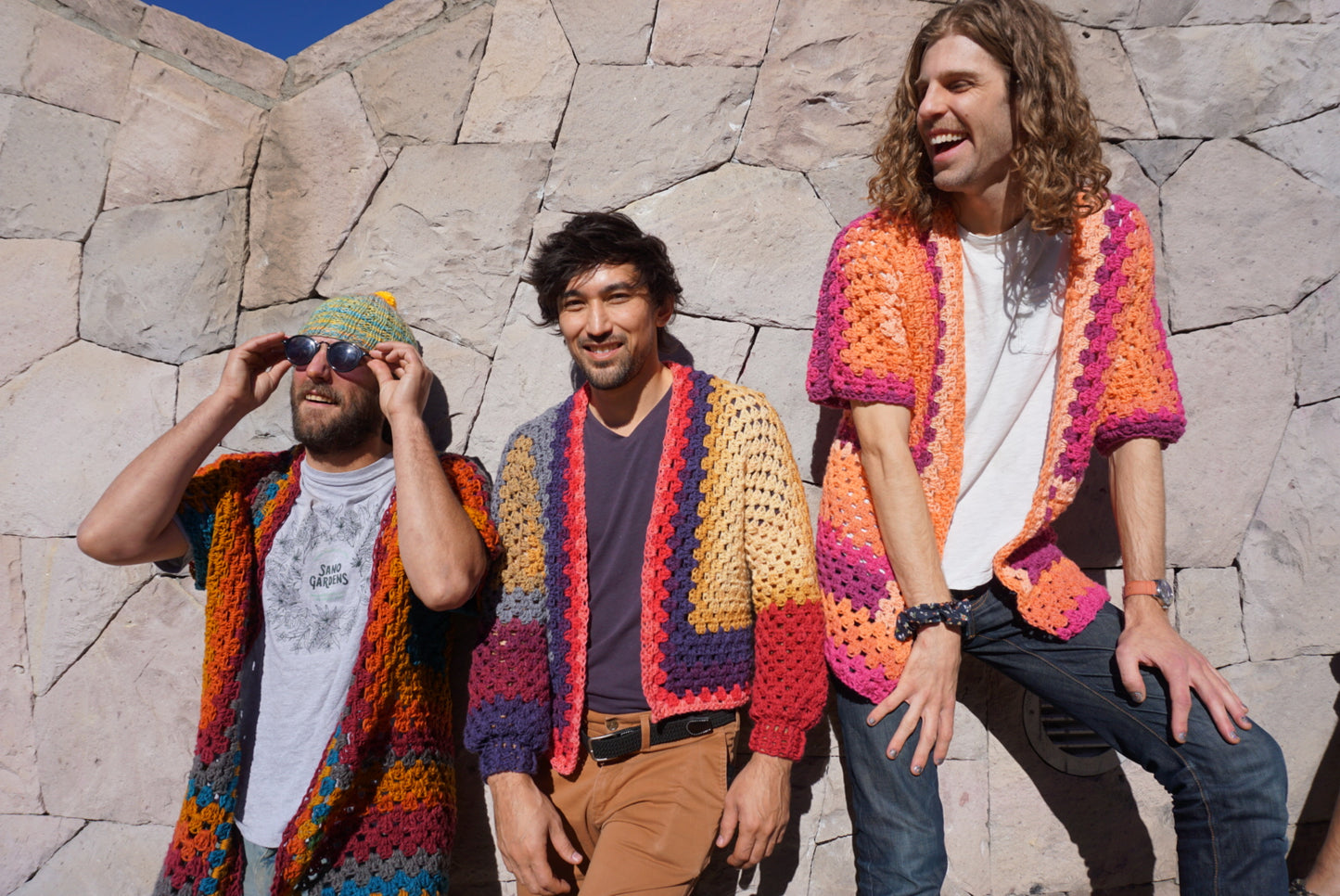 Hand Crocheted Warm and Saturated Tones Hexagon Cardigan