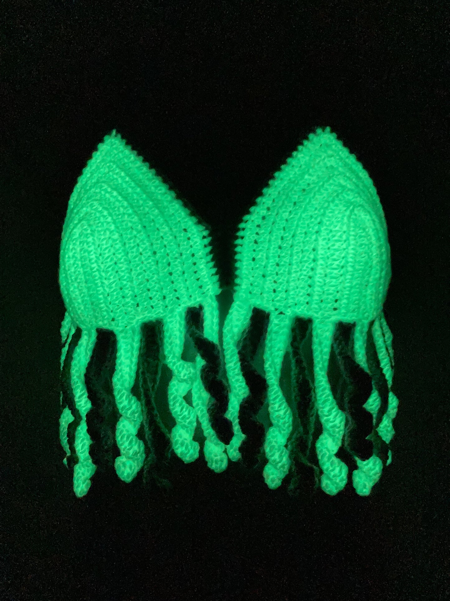 Hand Crocheted Fun Glow In The Dark Jellyfish Bralette Crop Top