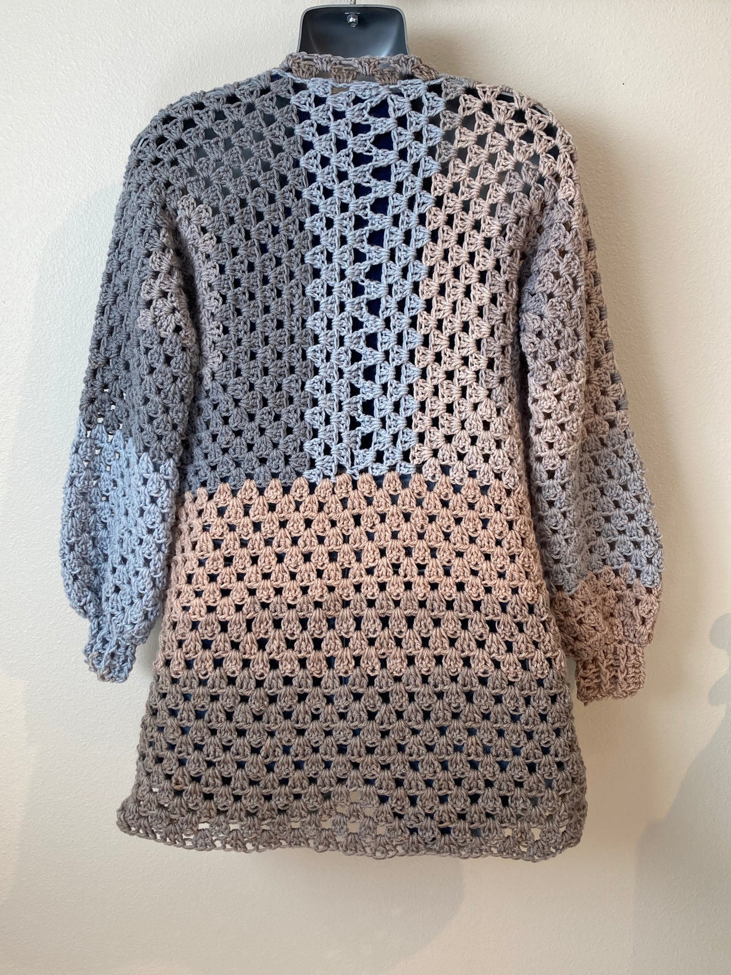Hand Crocheted Extra Long Beachy Boho Hexagon Cardigan