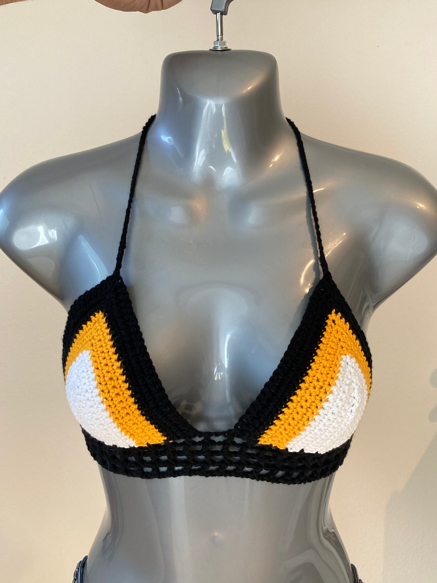 Hand Crocheted Bright Bold Fun Bikini Bralette in 100% Cotton