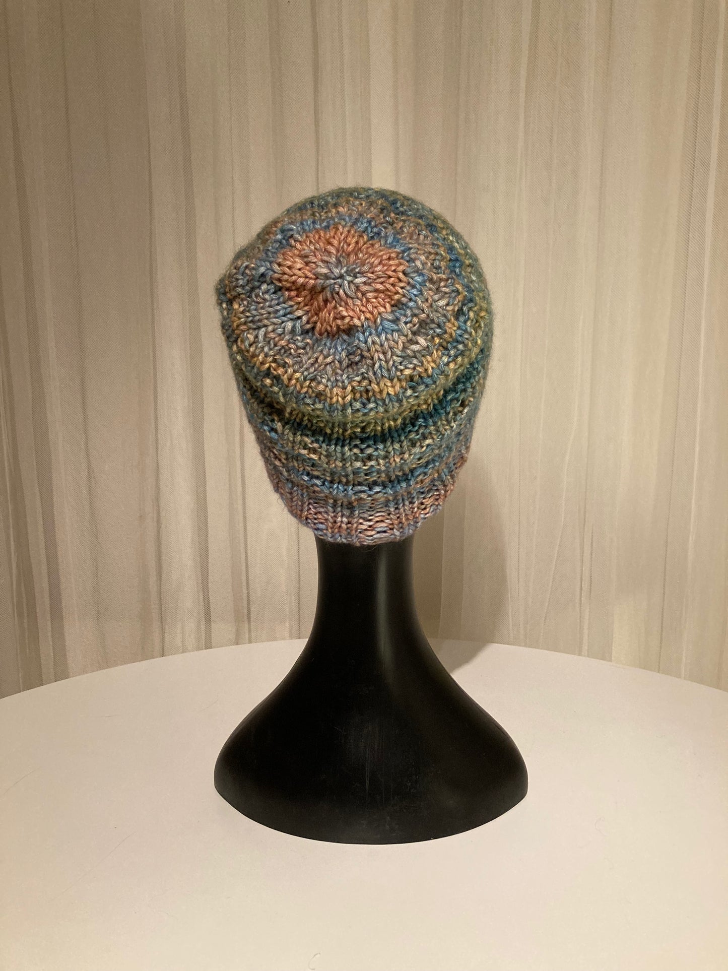 Handknitted Beanie in Subtle Watercolor Earth Tones