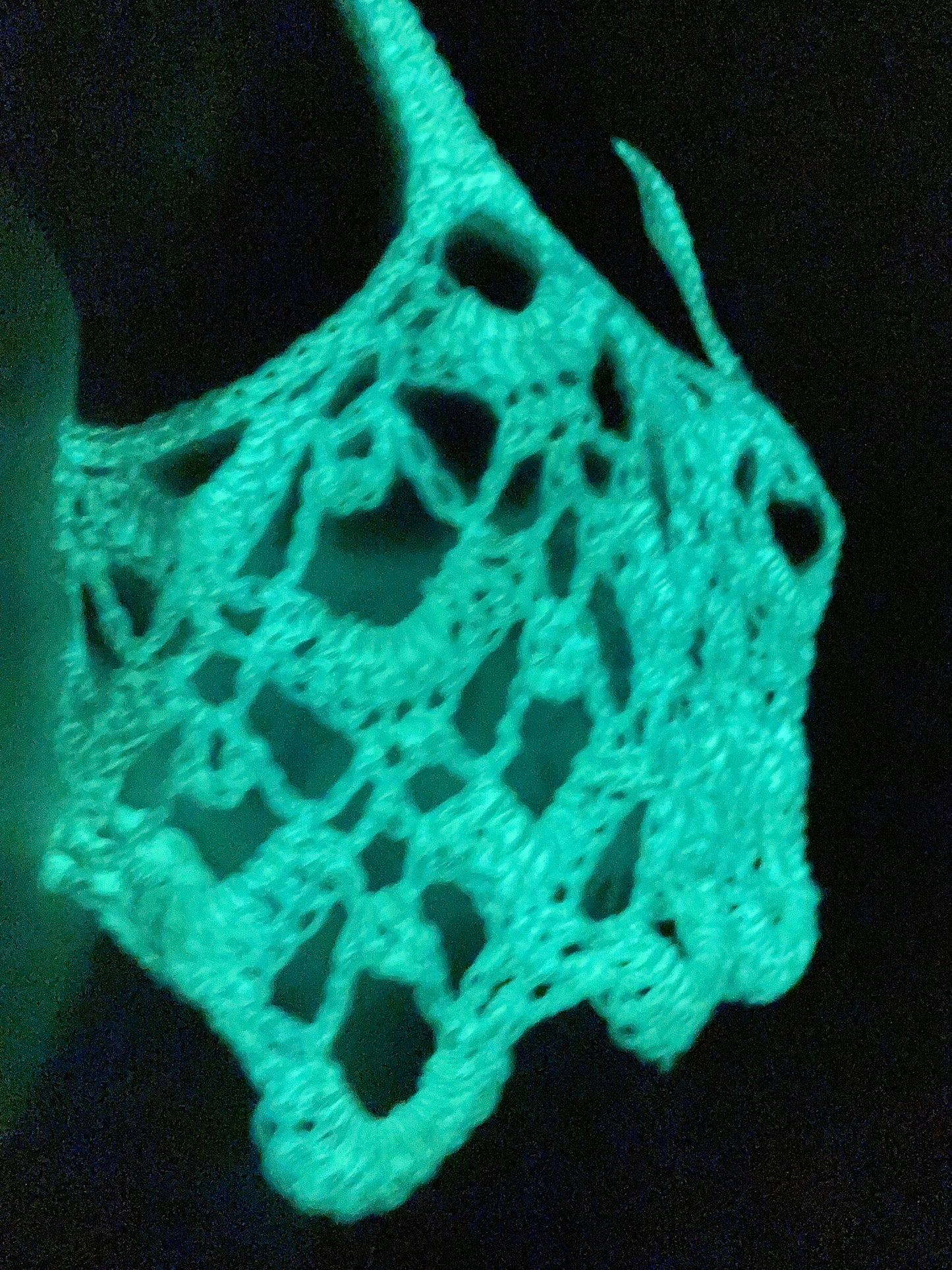 Hand Crocheted GLOW IN THE DARK Special Lace Pattern Cropped Tank Top