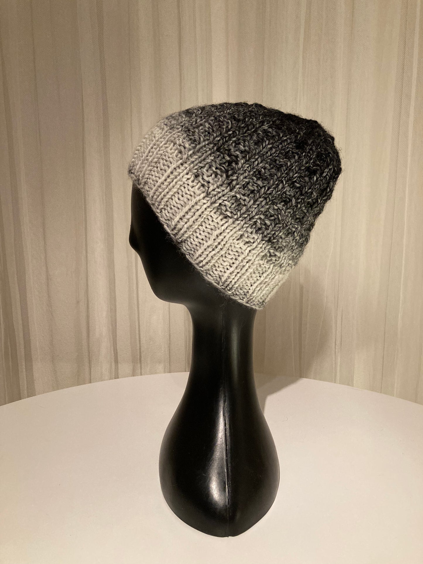 Handknitted Beanie in Rugged Black, Charcoal and Cream Tones