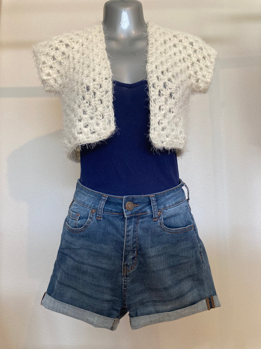 Hand Crocheted Super Soft Classic Bright Cream Cropped Vest