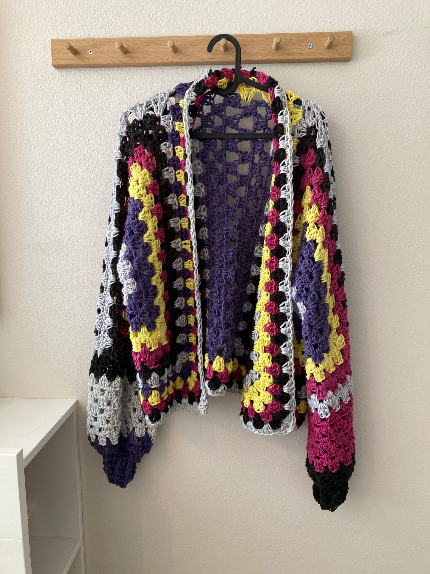 Hand Crocheted Bright 90's Funky Hexagon Cardigan Neon Tones - #2!